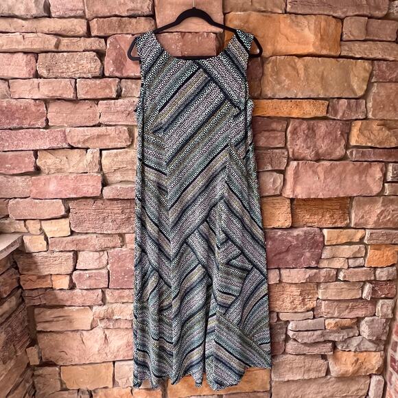 Susan Graver Petite XLP Liquid Knit Sleeveless Maxi Dress Snap Detail Multicolor - Picture 3 of 13
